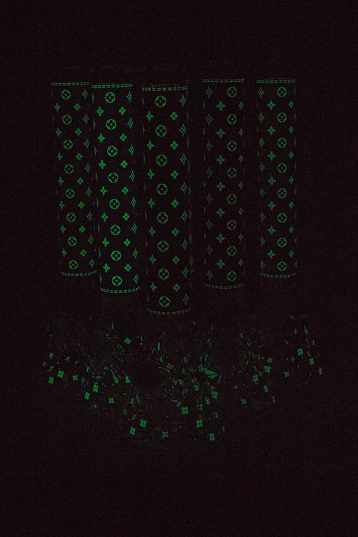 18" Luxury Patterned Glow in the dark 7 mm glass bong Beaker Bong ONE