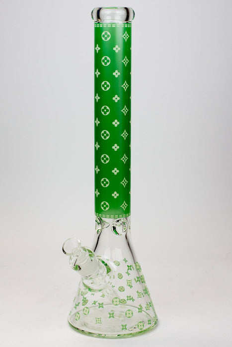 18" Luxury Patterned Glow in the dark 7 mm glass bong-Green - One Wholesale