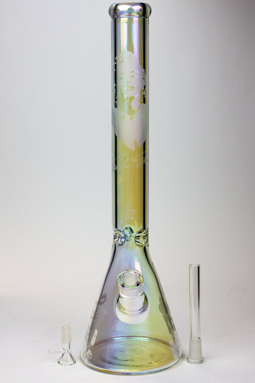19" Genie Metallic MM sandblast 7 mm glass beaker bong Beaker Bong ONE