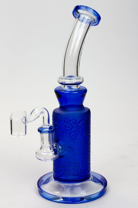 10"  2-in-1 Blue sandblast graphic bubbler- - One Wholesale