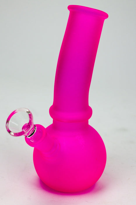 7" Glow in the dark glass water pipe-Pink - One Wholesale