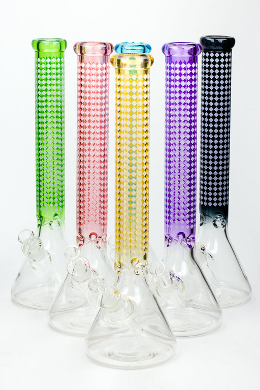 17" Diamond pattern 7 mm glass beaker bong Beaker Bong ONE