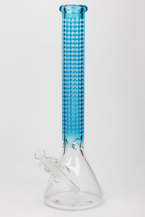 17" Diamond pattern 7 mm glass beaker bong-Blue - One Wholesale
