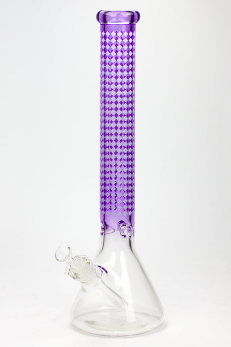 17" Diamond pattern 7 mm glass beaker bong-Purple - One Wholesale