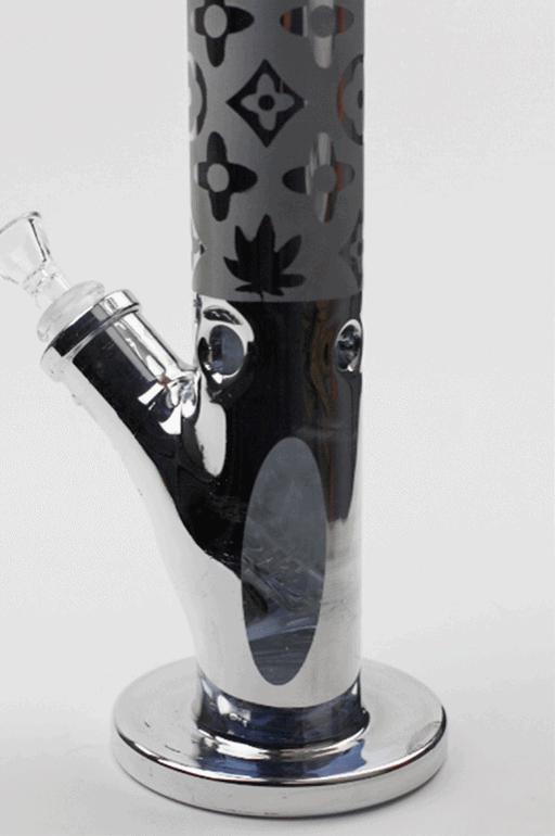 17" Luxury pattern 7 mm metallic straight tube glass bong Beaker Bong ONE