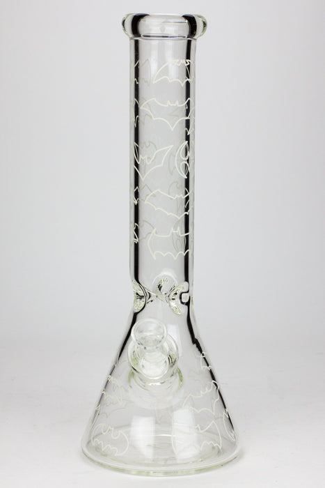 14" Glow in the dark artwork 7 mm glass water bong- - One Wholesale