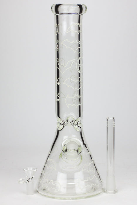 14" Glow in the dark artwork 7 mm glass water bong- - One Wholesale