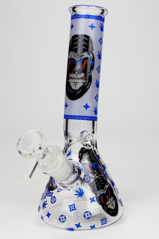8" Glow in the dark Gorilla glass water bong Beaker Bong ONE Blue