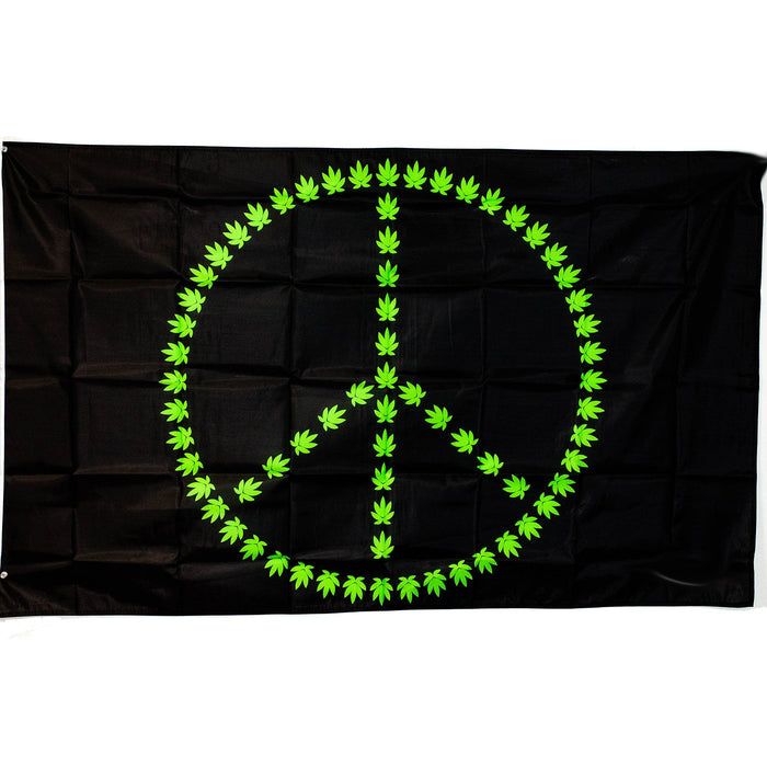 Cannabis Flag 3'x5'-Peace Leaf - One Wholesale