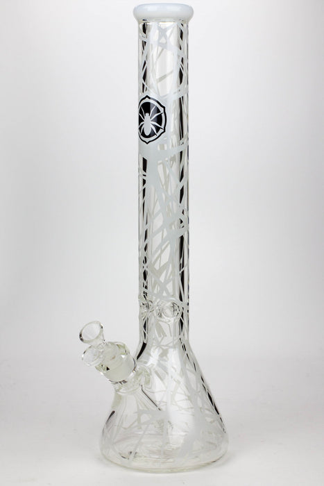 18" Spider web 9mm beaker glass bong-White - One Wholesale