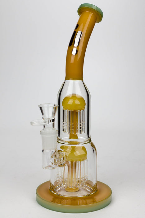 11" Infyniti dual percolator glass bubbler-Yellow - One Wholesale