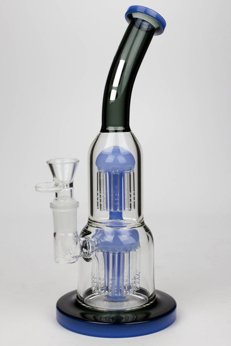 11" Infyniti dual percolator glass bubbler-Smoke-Blue - One Wholesale