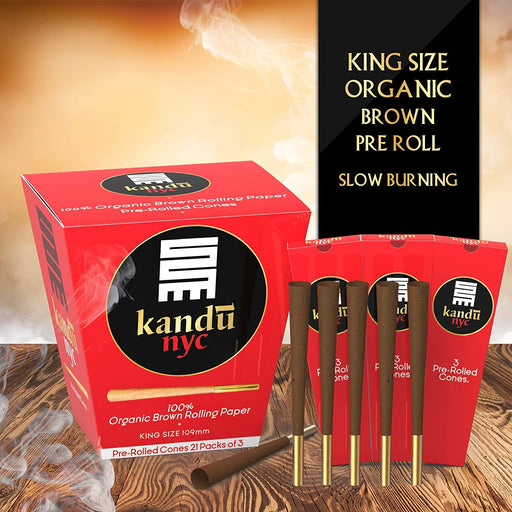 Kandu NYC King Size Pre Rolled Cones, Display Box 21 Count with 3 Cones Each Pre-rolled Cone (Display Pack) Kandu NYC