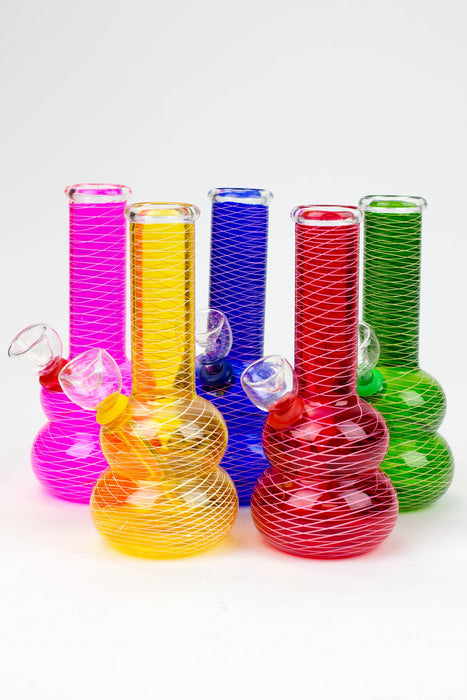 6" color glass water bong - 318- - One Wholesale