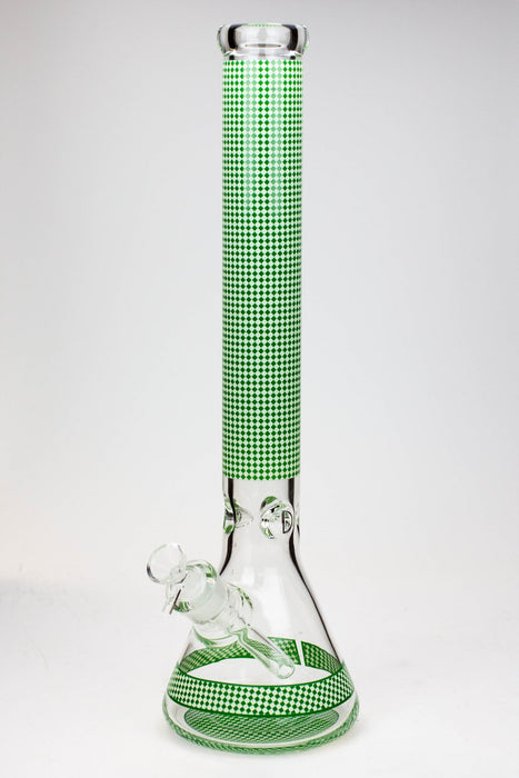 18" Diamond pattern Glow in the dark 7 mm glass beaker bong-Green - One Wholesale