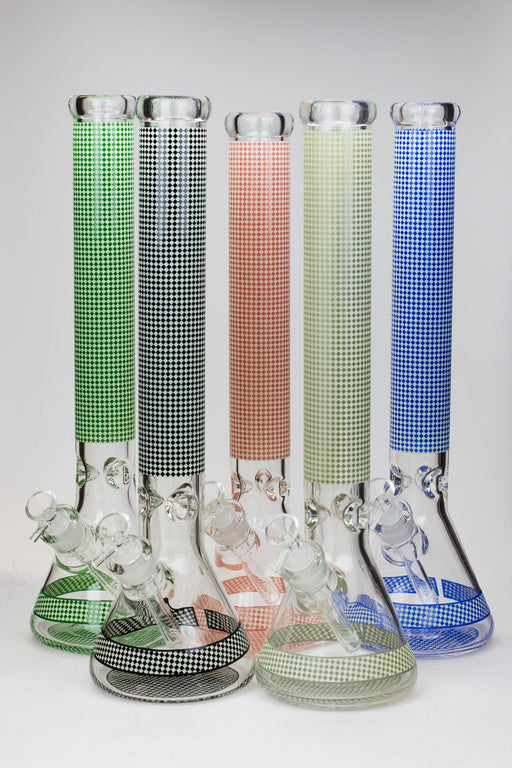 18" Diamond pattern Glow in the dark 7 mm glass beaker bong Beaker Bong ONE