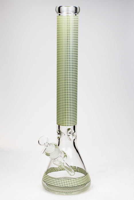 18" Diamond pattern Glow in the dark 7 mm glass beaker bong-Grey - One Wholesale