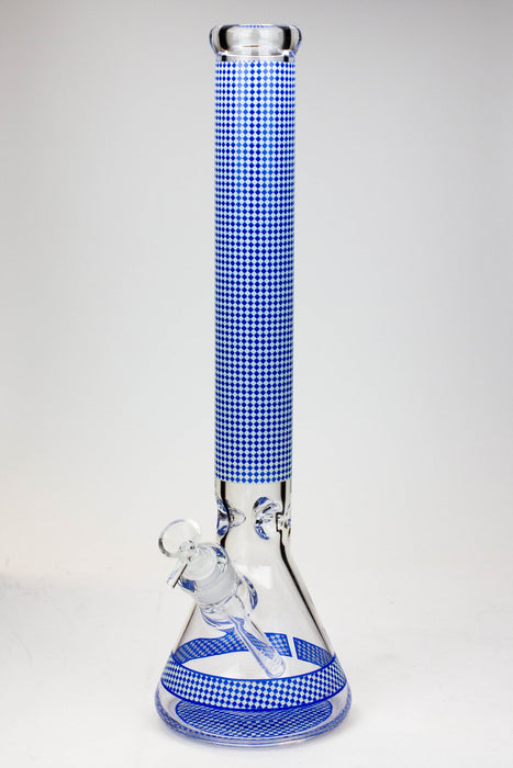 18" Diamond pattern Glow in the dark 7 mm glass beaker bong-Blue - One Wholesale