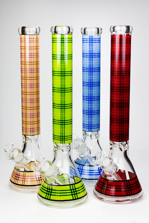17.5" Check pattern 9 mm glass beaker bong Beaker Bong ONE