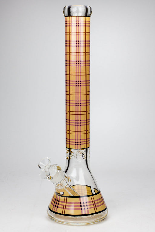 17.5" Check pattern 9 mm glass beaker bong Beaker Bong ONE Orange