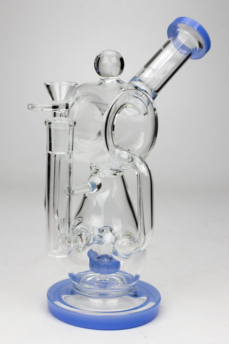 9.5" Infyniti barrel recycler with showerhead diffuser bong-Milky Blue - One Wholesale