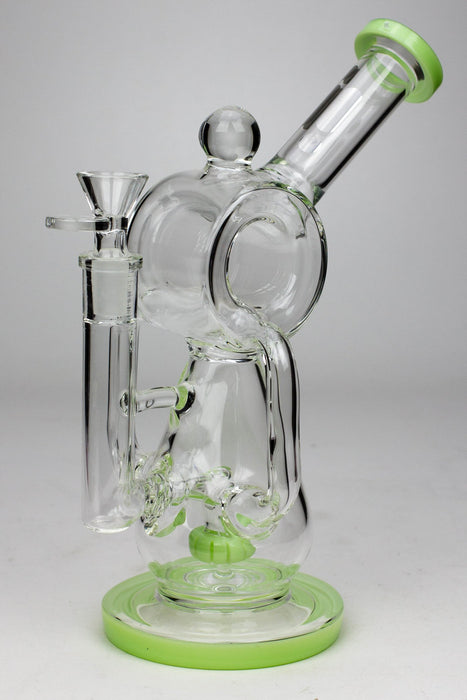 9.5" Infyniti barrel recycler with showerhead diffuser bong Other Shaped Bong ONE Milky Green