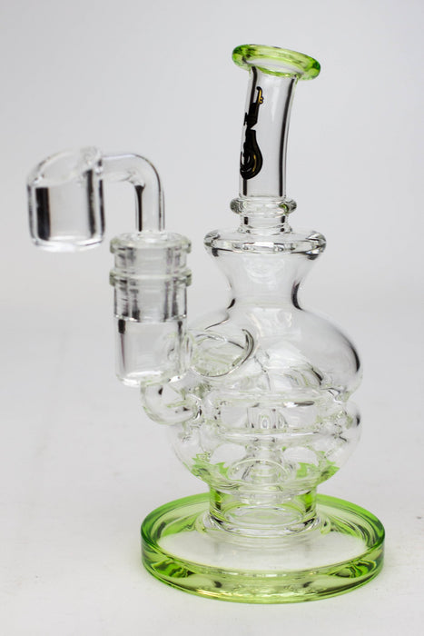 6" Genie Double glass recycle rig with shower head diffuser-Neon Green - One Wholesale