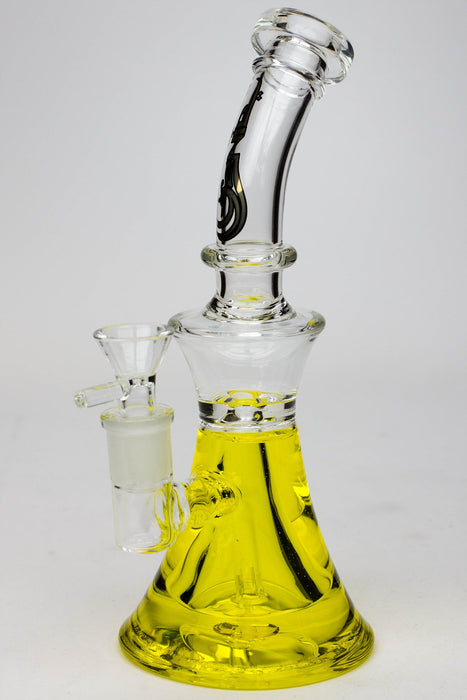 9" GENIE Shower head glass beaker bong with liquid cooling freezer-Yellow - One Wholesale