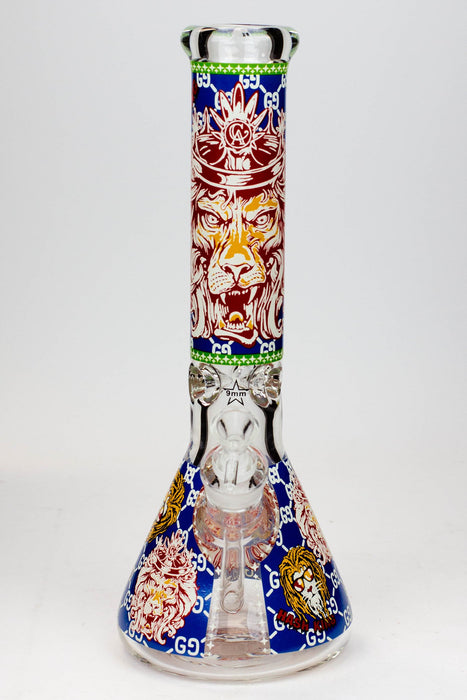 14" Hash King Glow in the dark 9 mm glass bong-F - One Wholesale