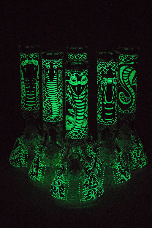 14" King Cobra Glow in the dark 9 mm glass bong Beaker Bong ONE