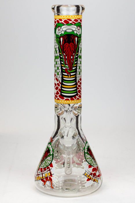14" King Cobra Glow in the dark 9 mm glass bong-A - One Wholesale