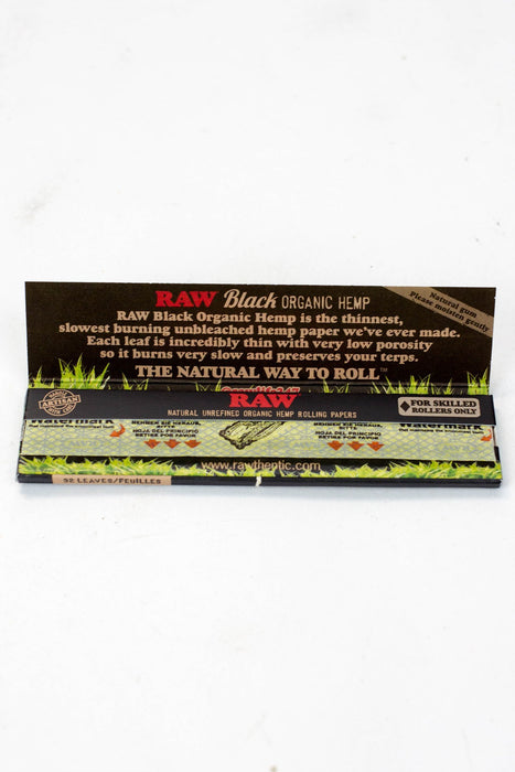 RAW Black Organic Hemp Rolling Paper Pack of 2- - One Wholesale