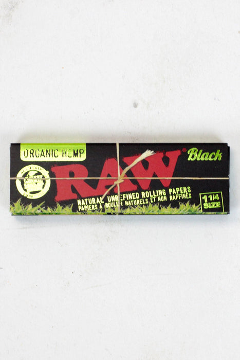 RAW Black Organic Hemp Rolling Paper Pack of 2 1 - 1/4" Size ONE 1 1/4
