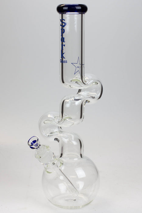 16" Spark 7mm kink zong glass bong-Blue - One Wholesale