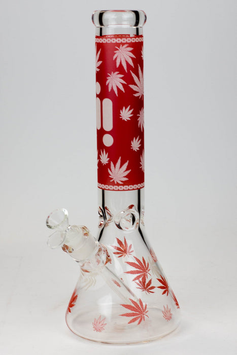 14" Infyniti Leaf Glow in the dark 7 mm glass bong-Red - One Wholesale