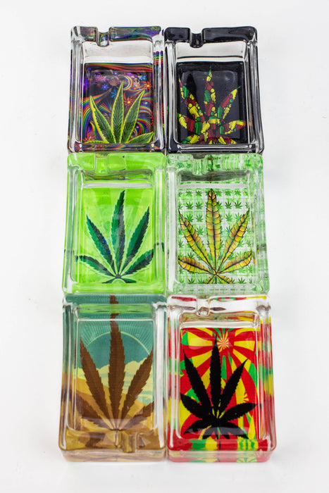 Rectangle glass ashtray Box of 6 Glass Ashtray ONE Leaf A