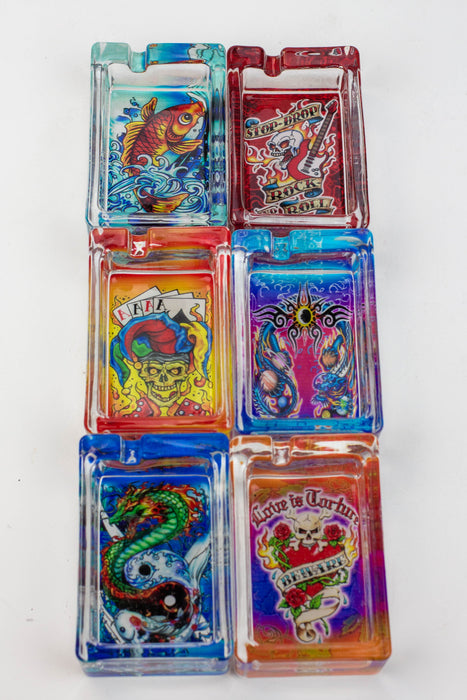 Rectangle glass ashtray Box of 6 Glass Ashtray ONE Tatoo
