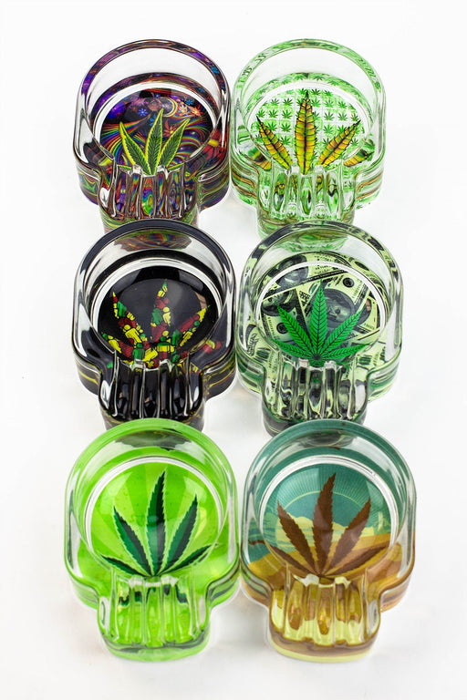 Skull shape glass ashtray Box of 6 Glass Ashtray ONE Leaf A