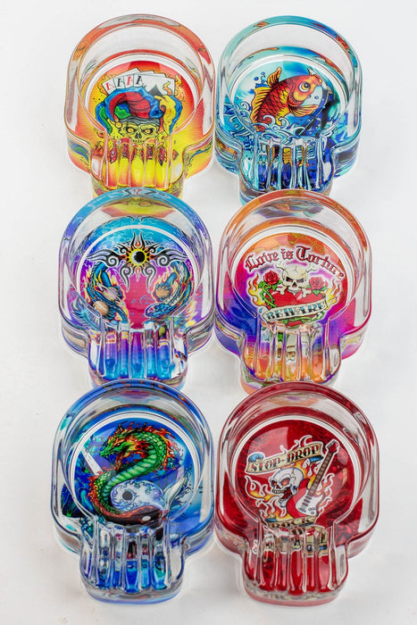 Skull shape glass ashtray Box of 6 Glass Ashtray ONE Tatoo