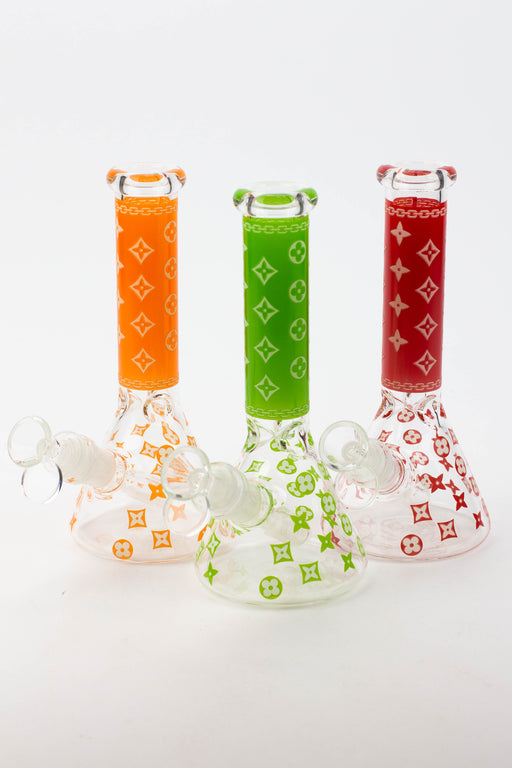 7.5" Luxury Pattern glow in the dark beaker glass water bong Beaker Bong ONE
