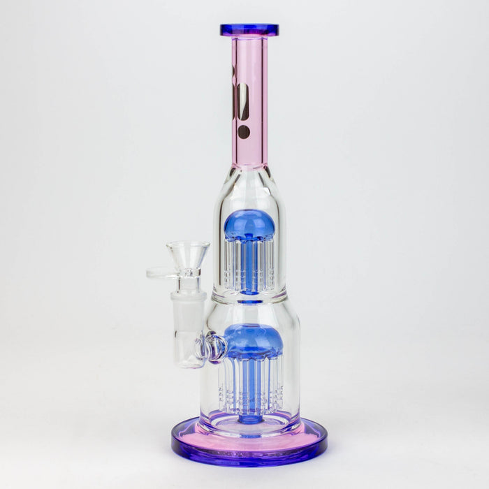 11" Infyniti double percolator glass bubbler-Pink - One Wholesale