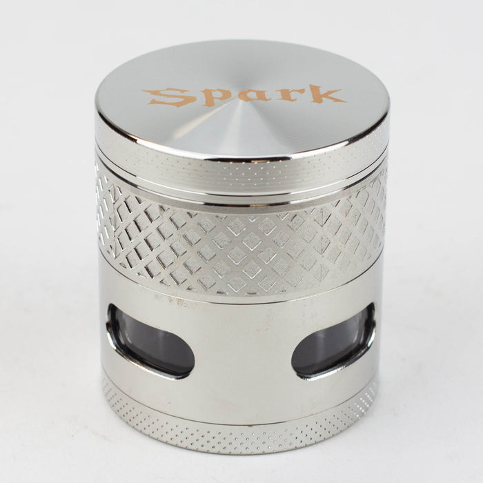 SPARK 4 Parts grinder with side window-Silver - One Wholesale