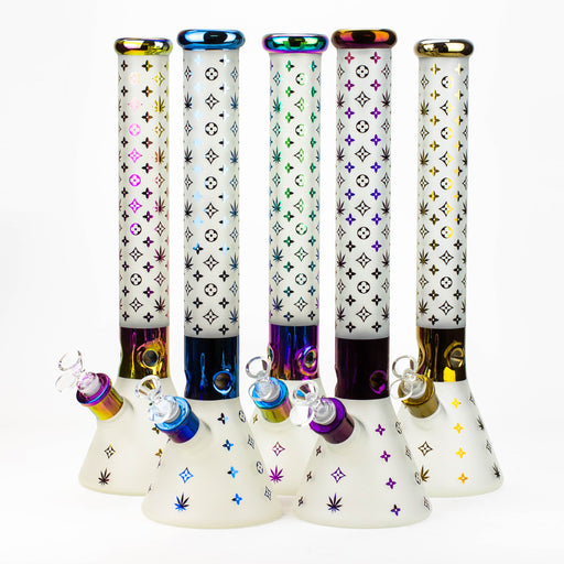 17.5" Luxury Pattern 7 mm frosted glass beaker bong Beaker Bong ONE