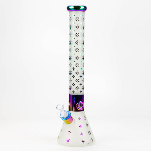 17.5" Luxury Pattern 7 mm frosted glass beaker bong Beaker Bong ONE Green