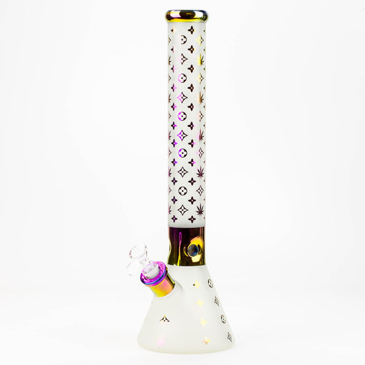 17.5" Luxury Pattern 7 mm frosted glass beaker bong Beaker Bong ONE Pink