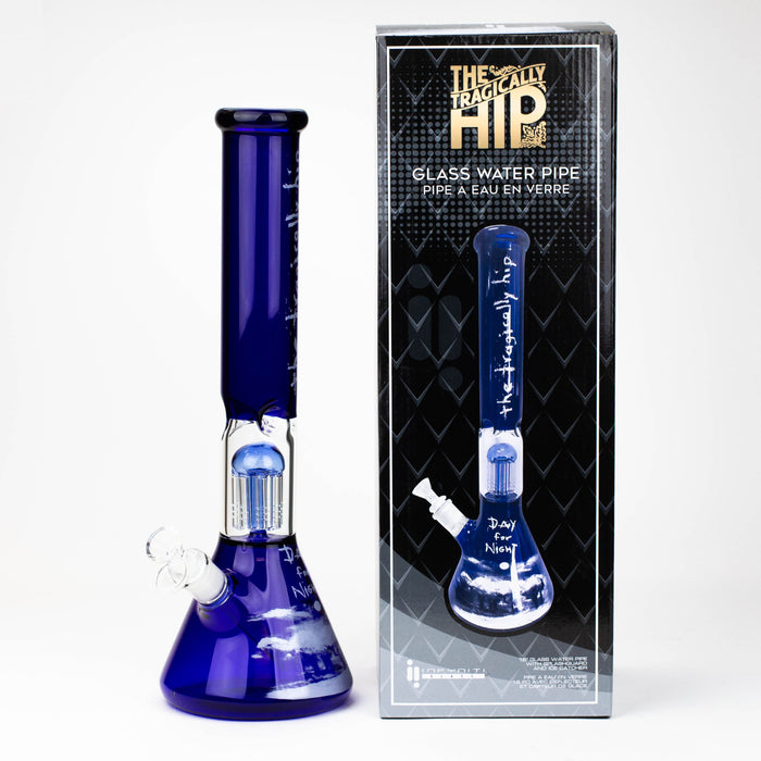 THE TRAGICALLY HIP-15.5" blue glass water pipe with single percolator by Infyniti Glass Bong ONE