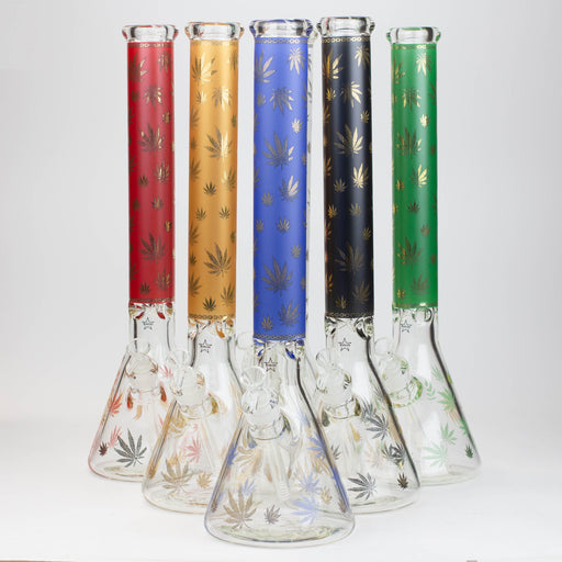 19.5" Gold leaf 9 mm glass water bong Beaker Bong ONE