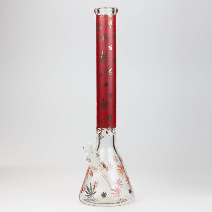 19.5" Gold leaf 9 mm glass water bong Beaker Bong ONE Red-A