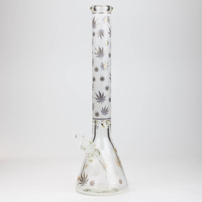 19.5" Gold leaf 9 mm glass water bong Beaker Bong ONE White-B