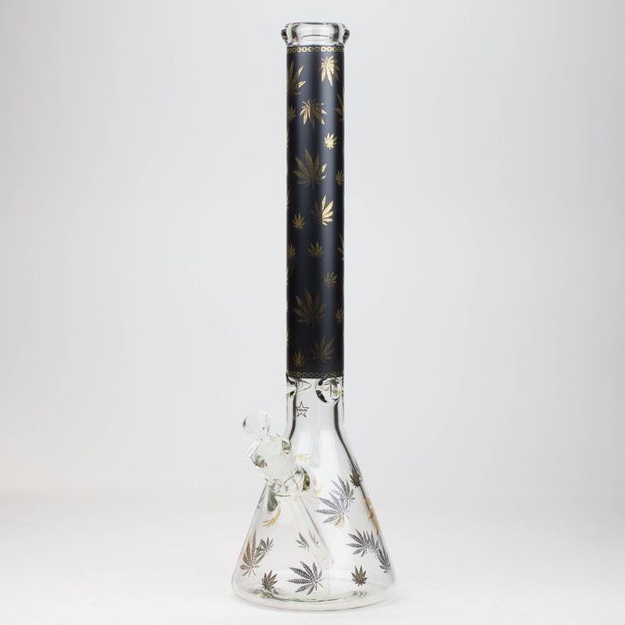 19.5" Gold leaf 9 mm glass water bong Beaker Bong ONE Black-E